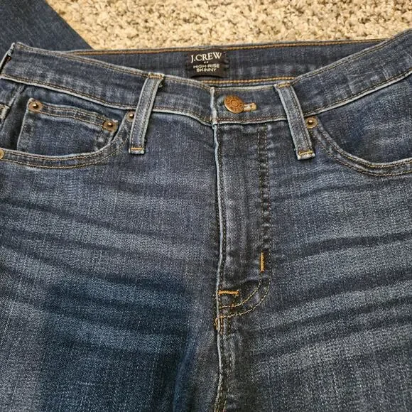 J.Crew Women's High Rise Skinny Jeans Dark Wash Stretch Denim Sz 26 - Picture 2 of 8